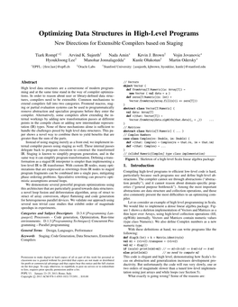 Optimizing Data Structures in High-Level Programs New Directions for Extensible Compilers Based on Staging