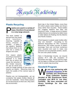 Plastic Recycling Goodwill Program