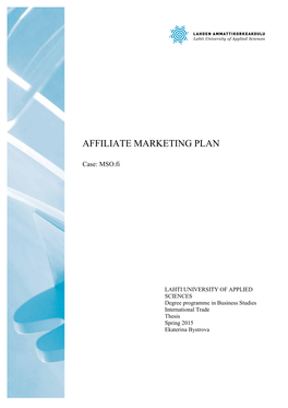 Affiliate Marketing Plan