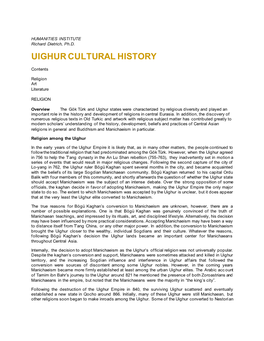 Uighur Cultural History