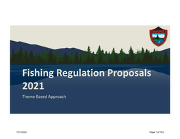 Fishing Regulation Proposals 2021 Theme Based Approach