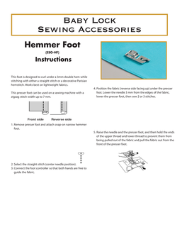 Hemmer Foot (ESG-HF) Instructions