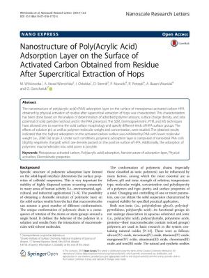 Nanostructure of Poly(Acrylic Acid) Adsorption Layer on the Surface of Activated Carbon Obtained from Residue After Supercritical Extraction of Hops M