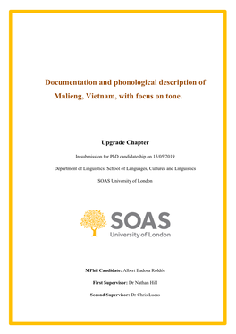 Documentation and Phonological Description of Malieng, Vietnam, with Focus on Tone