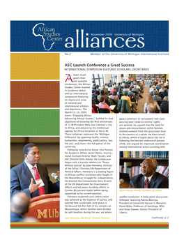 African Studies November 2009 University of Michigan Iiiiii Center Alliances No.2 Member of the University of Michigan International Institute