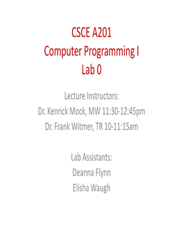 CSCE A201 Computer Programming I Lab 0