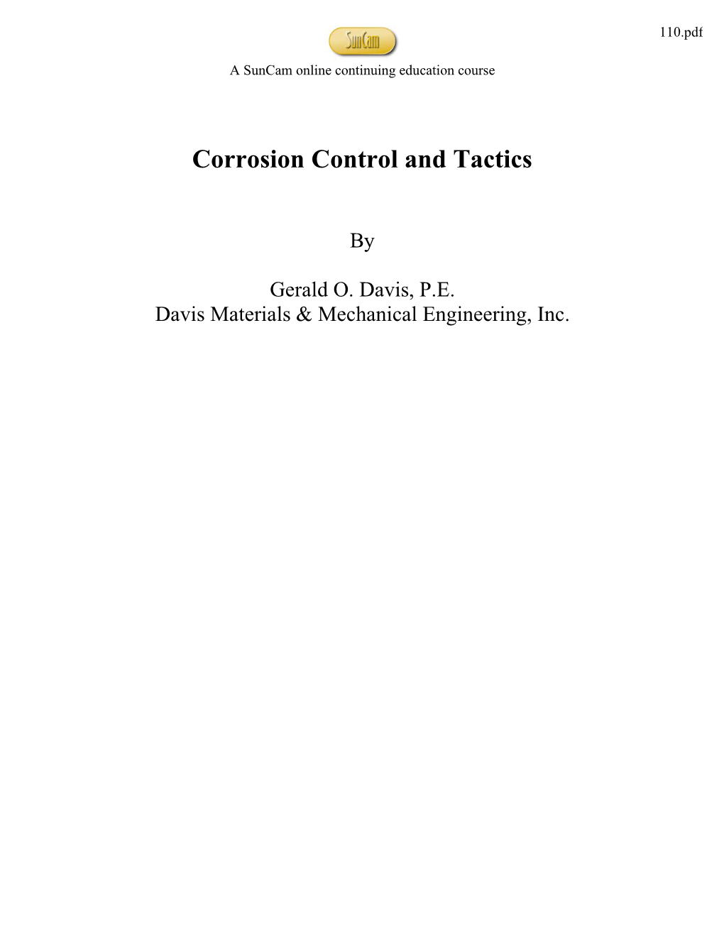 Corrosion Control Tactics –