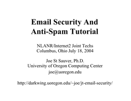 Email Security and Anti-Spam Tutorial