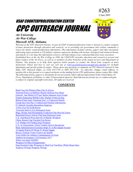 USAF Counterproliferation Center Outreach Journal #263