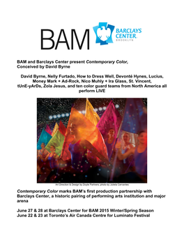 BAM and Barclays Center Present Contemporary Color, Conceived by David Byrne