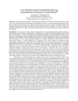 A New Algorithm to Search for Irreducible Polynomials Using Q Decimal Equivalents of Polynomials Over Galois Field GF(P )