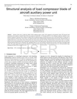 Structural Analysis of Load Compressor Blade of Aircraft Auxiliary Power Unit Meha Setiya1, Dr