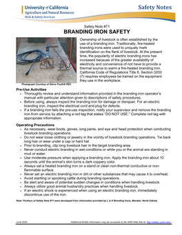 Branding Iron Safety