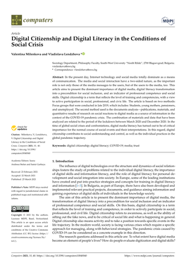 Digital Citizenship and Digital Literacy in the Conditions of Social Crisis