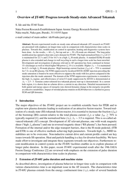 1 Overview of JT-60U Progress Towards Steady-State Advanced Tokamak