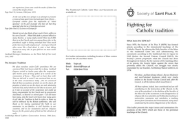 SSPX Fighting for Catholic Tradition