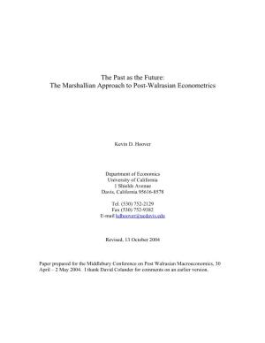 The Marshallian Approach to Post-Walrasian Econometrics
