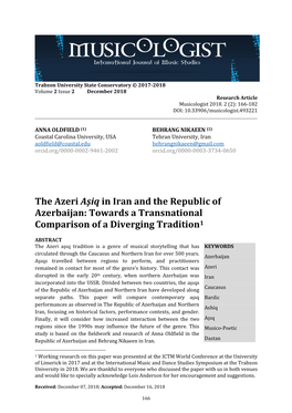 The Azeri Aşiq in Iran and the Republic of Azerbaijan: Towards a Transnational Comparison of a Diverging Tradition1