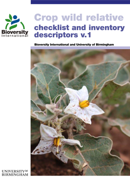 Crop Wild Relative Checklist and Inventory Descriptors V.1