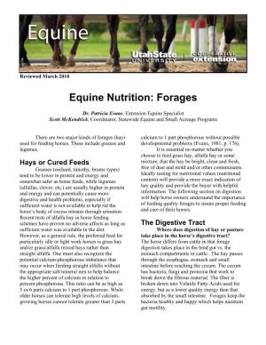 Equine Nutrition: Forages