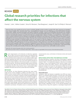 Global Research Priorities for Infections That Affect the Nervous System