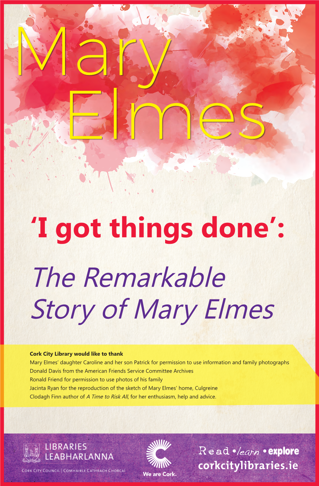 Cork City Library Would Like to Thank Mary Elmes' Daughter Caroline And