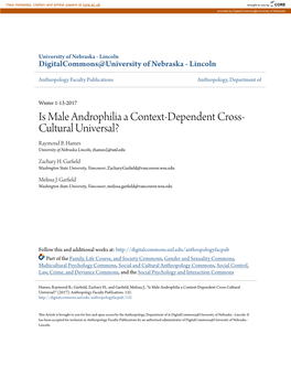 Is Male Androphilia a Context-Dependent Cross- Cultural Universal? Raymond B