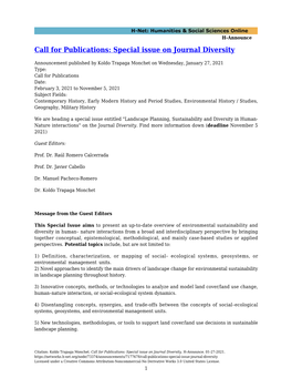 Special Issue on Journal Diversity
