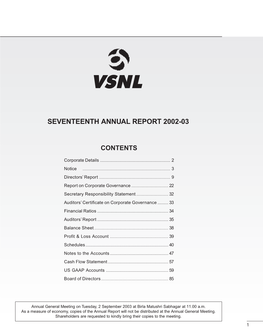Seventeenth Annual Report 2002-03