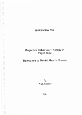 Cognitive Behaviour Therapy in Psychosis;