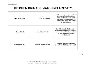 Kitchen Brigade Matching Activity