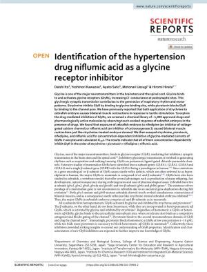 Identification of the Hypertension Drug Niflumic Acid As a Glycine Receptor Inhibitor