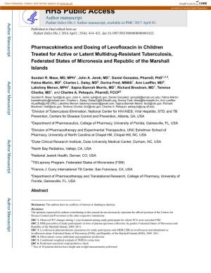 Pharmacokinetics and Dosing of Levofloxacin in Children Treated for Active Or Latent Multidrug-Resistant Tuberculosis, Federated