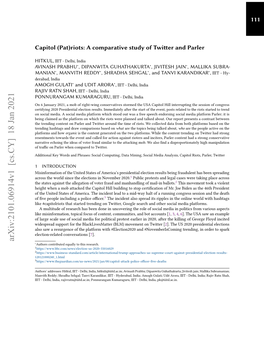 Riots: a Comparative Study of Twitter and Parler
