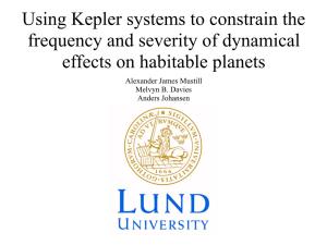 Using Kepler Systems to Constrain the Frequency and Severity of Dynamical Effects on Habitable Planets Alexander James Mustill Melvyn B