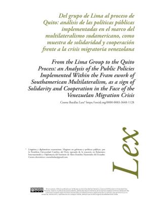 Del Grupo De Lima Al Proceso De Quito: Análisis De Las Políticas
