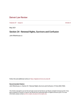 Section 24 - Renewal Rights, Survivors and Confusion