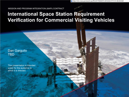 International Space Station Requirement Verification for Commercial Visiting Vehicles