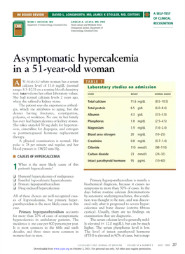 Asymptomatic Hypercalcemia in a 51-Year-Old Woman