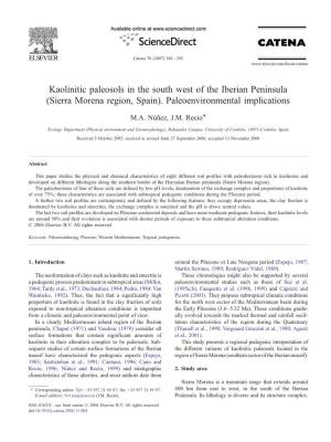 Kaolinitic Paleosols in the South West of the Iberian Peninsula (Sierra Morena Region, Spain)