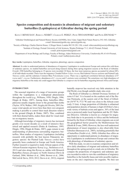 Species Composition and Dynamics in Abundance of Migrant and Sedentary Butterflies (Lepidoptera) at Gibraltar During the Spring Period