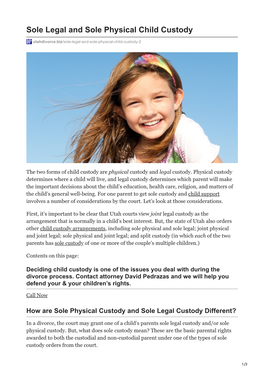 Sole Legal and Sole Physical Child Custody