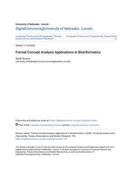 Formal Concept Analysis Applications in Bioinformatics