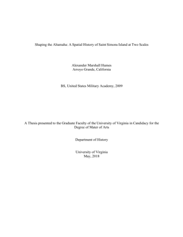 Shaping the Altamaha: a Spatial History of Saint Simons Island at Two Scales