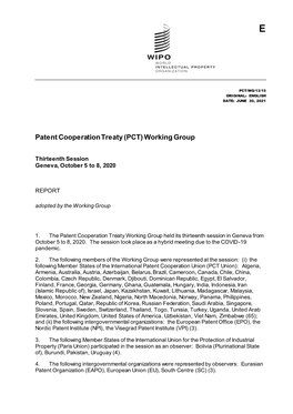 Patent Cooperation Treaty (PCT) Working Group