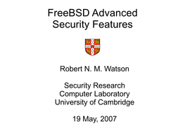 Freebsd Advanced Security Features