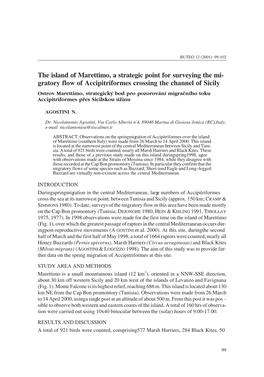 The Island of Marettimo, a Strategic Point for Surveying the Mi- Gratory