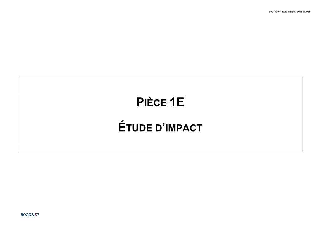 Pièce 1E Étude D'impact