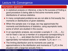 Stat 609: Mathematical Statistics Lecture 19