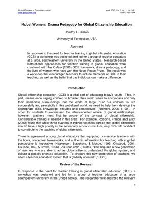 Nobel Women: Drama Pedagogy for Global Citizenship Education